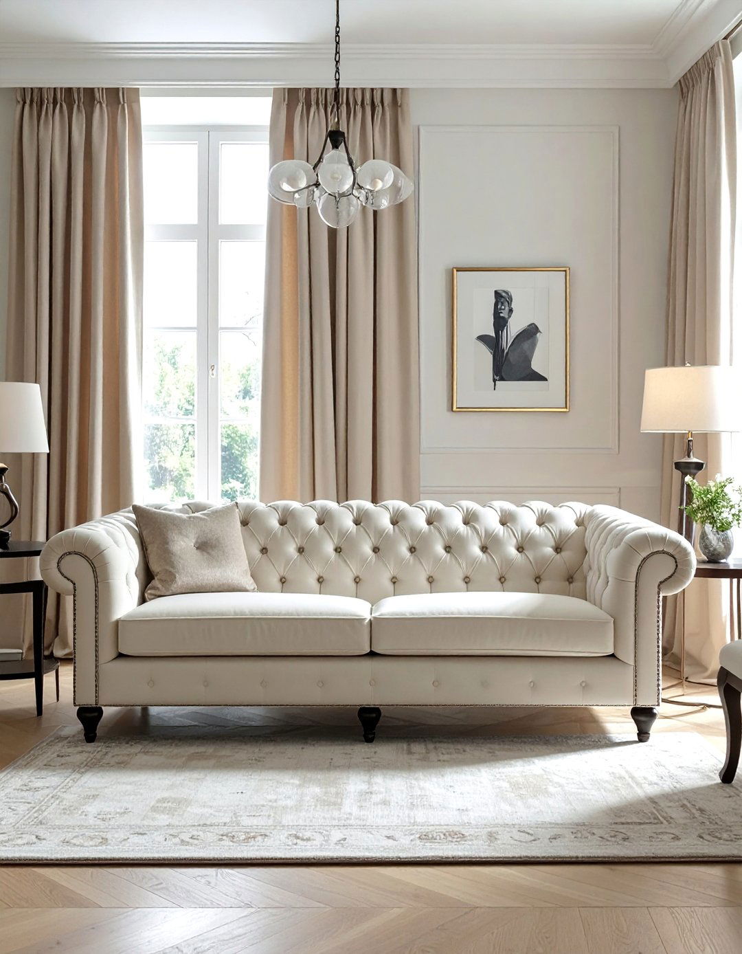 Tufted Sofa for Classic Window Elegance - 20 Couch in Front of Window Ideas for Bright Spaces