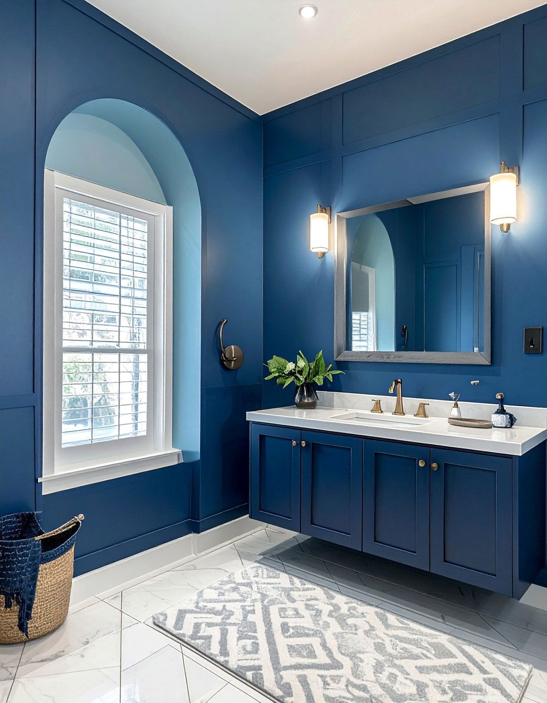 Two Tone Blue Powder Room Wall Design - 20 Blue Powder Room Ideas for a Fresh and Serene Space
