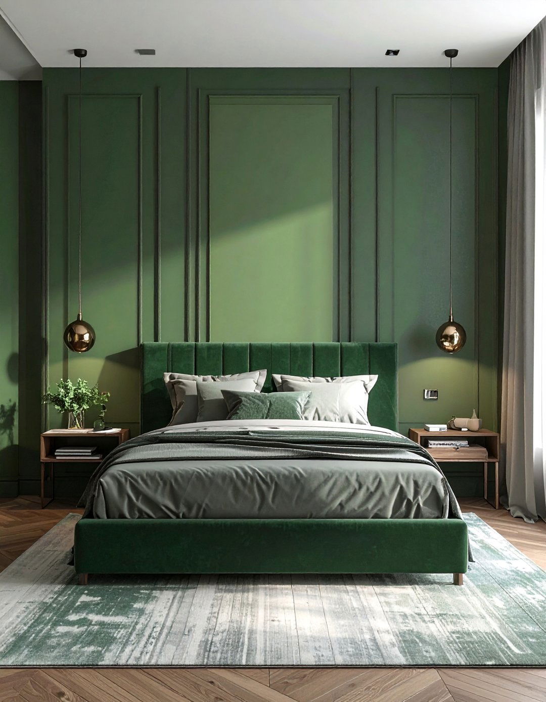 Two Tone Green Vertical Panelling - 20 Green Panelling Bedroom Ideas for a Fresh Look