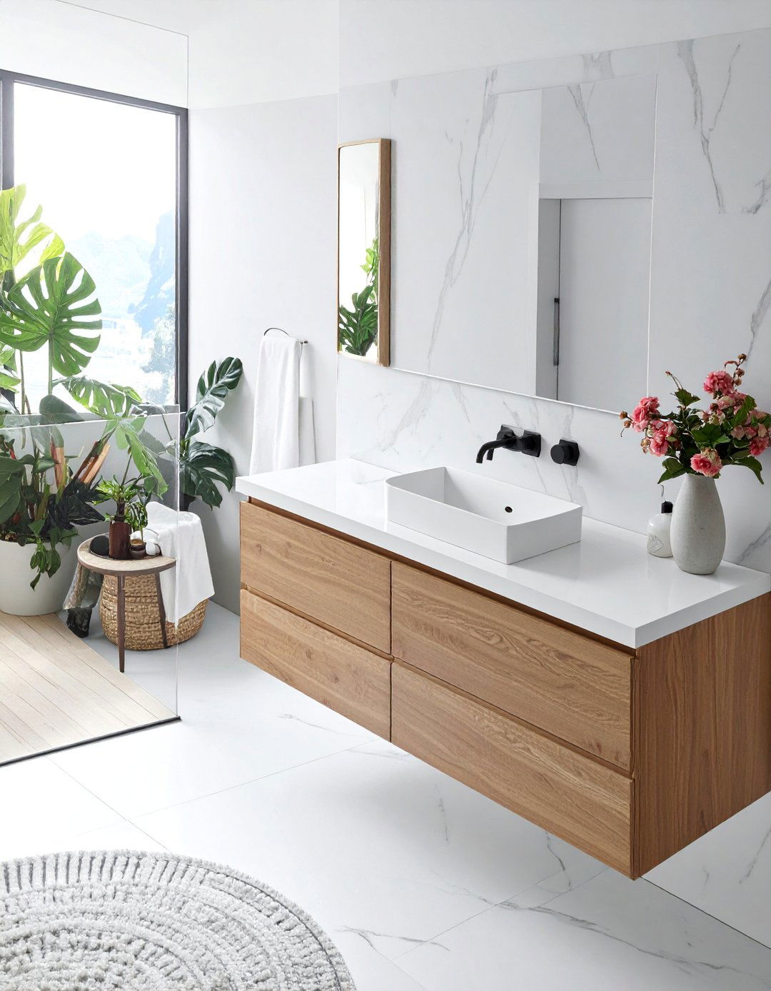 Ultra Thin Porcelain Bathroom Surfaces - 20 Bathroom Countertop Ideas for a Functional and Stylish Space