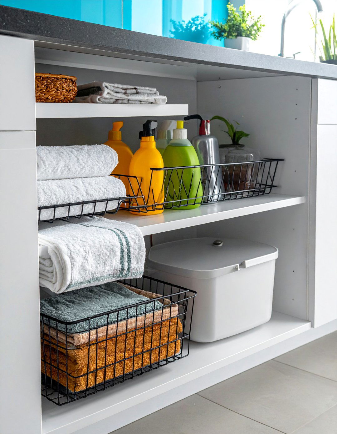 Under Cabinet Sliding Baskets - 40 Small Kitchen Storage Ideas to Maximize Your Space