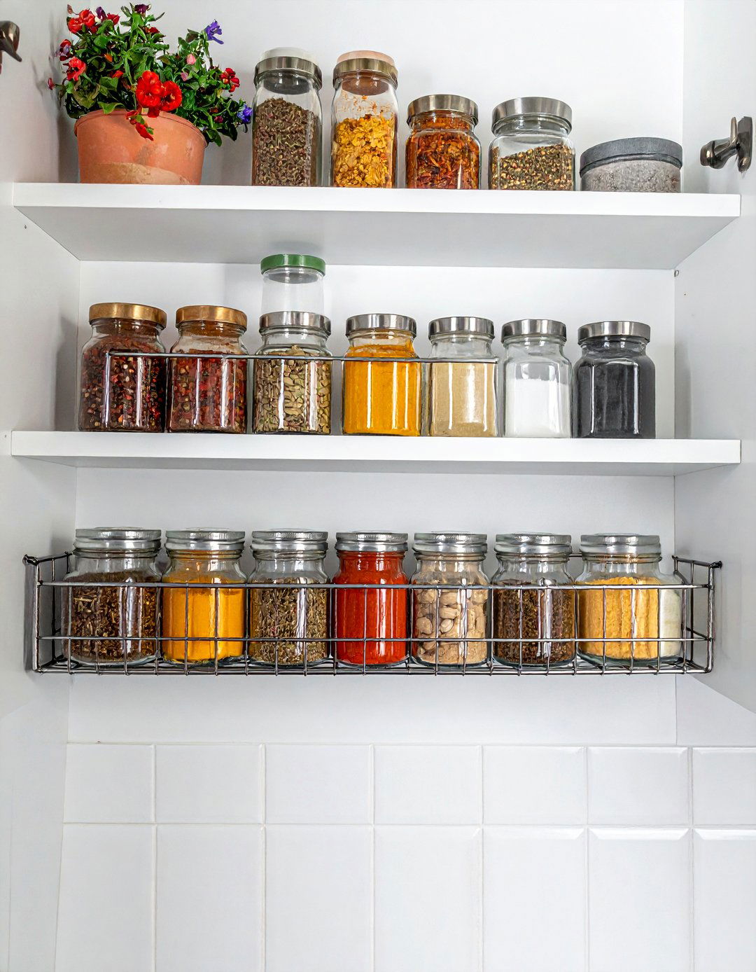 Under Shelf Wire Basket Spice Rack - 40 Creative Spice Rack Ideas for Organized Kitchens