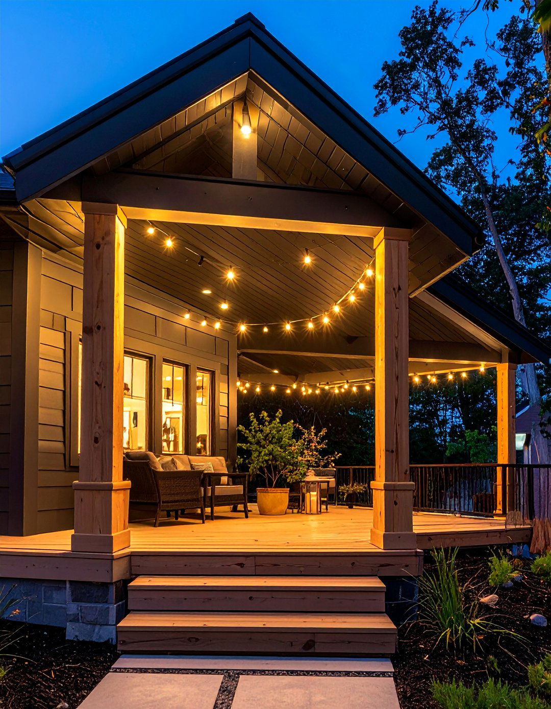 Understated Matte Black Vinyl Porch Ceiling - 20 Vinyl Porch Ceiling Ideas to Elevate Your Outdoor Space