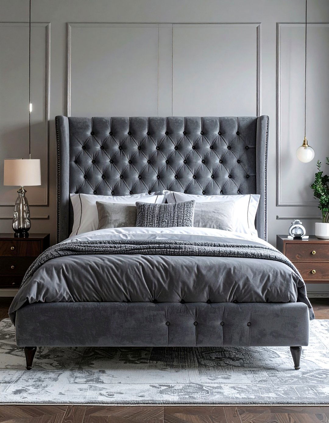 Upholstered Grey Tufted Headboard - 25 Grey Headboard Bedroom Ideas for a Calm Retreat