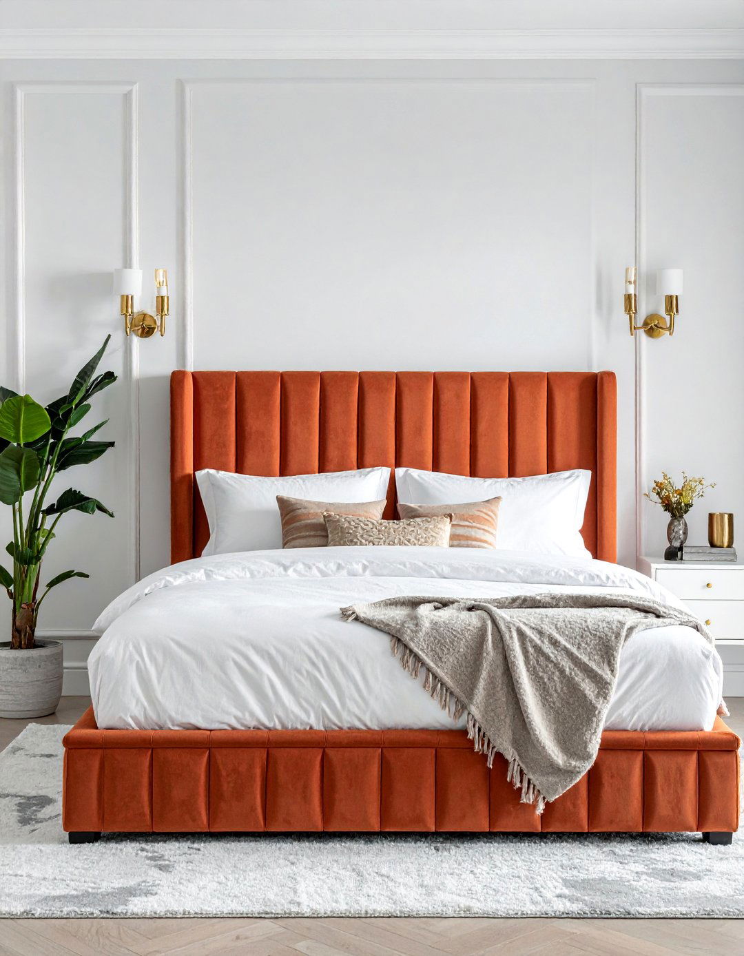 Upholstered Terracotta Headboard - 20 Terracotta Bedroom Ideas for a Serene Retreat