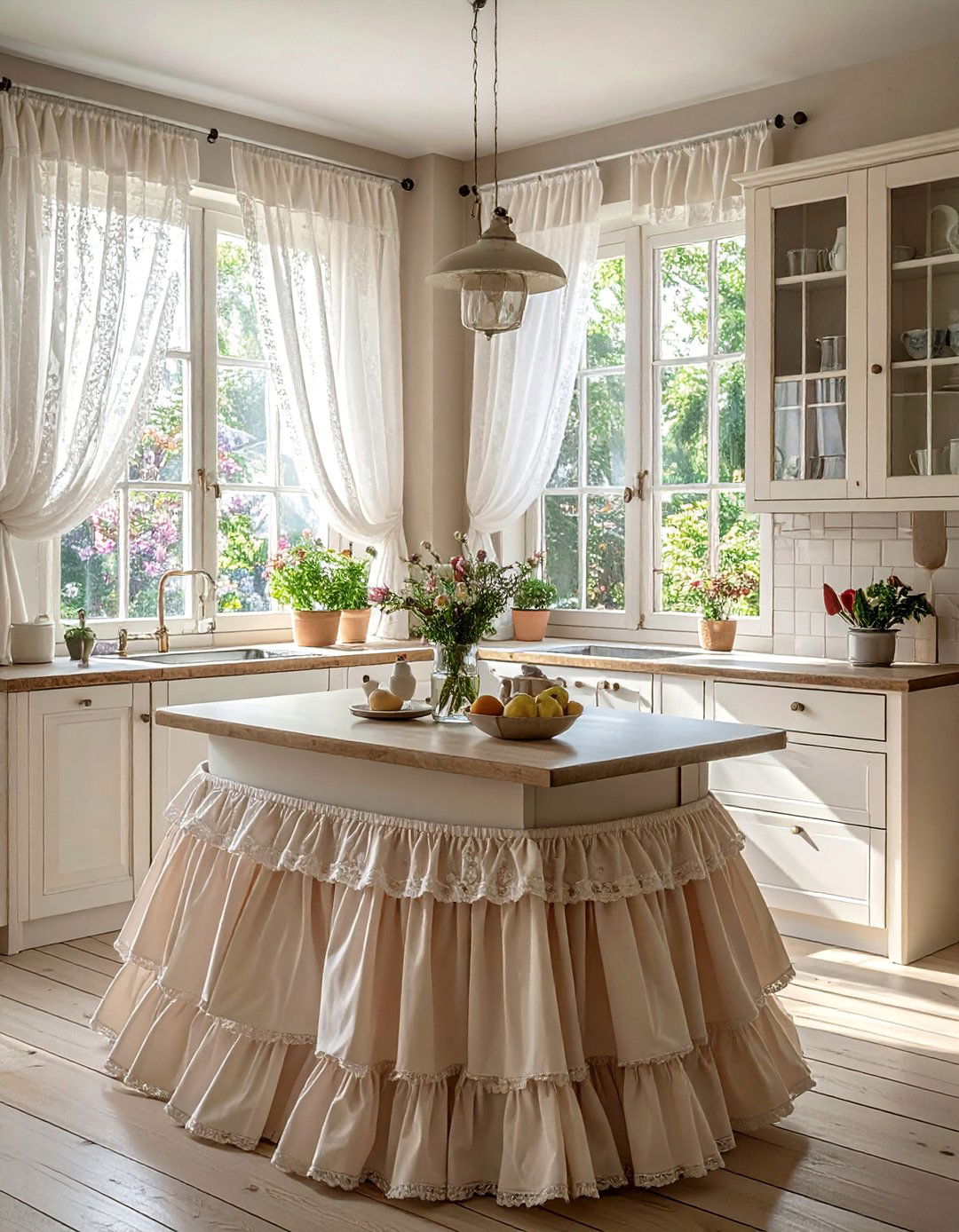 Using Lace and Ruffled Textiles in a Shabby Chic Kitchen - 15 Charming Shabby Chic Kitchen Ideas for Vintage Style