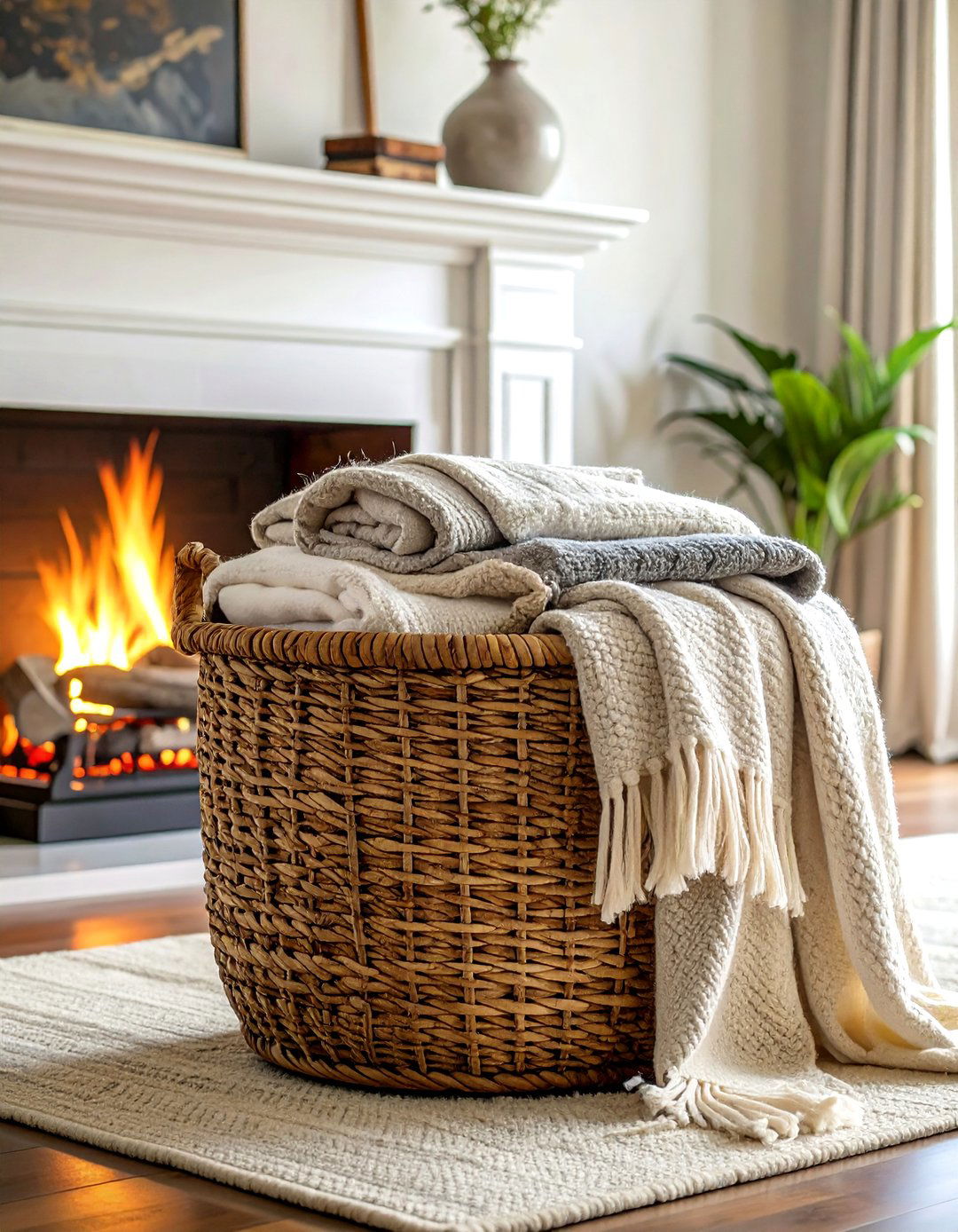Utilizing Baskets for Storage - 25 Joanna Gaines Living Room Ideas for Farmhouse Style