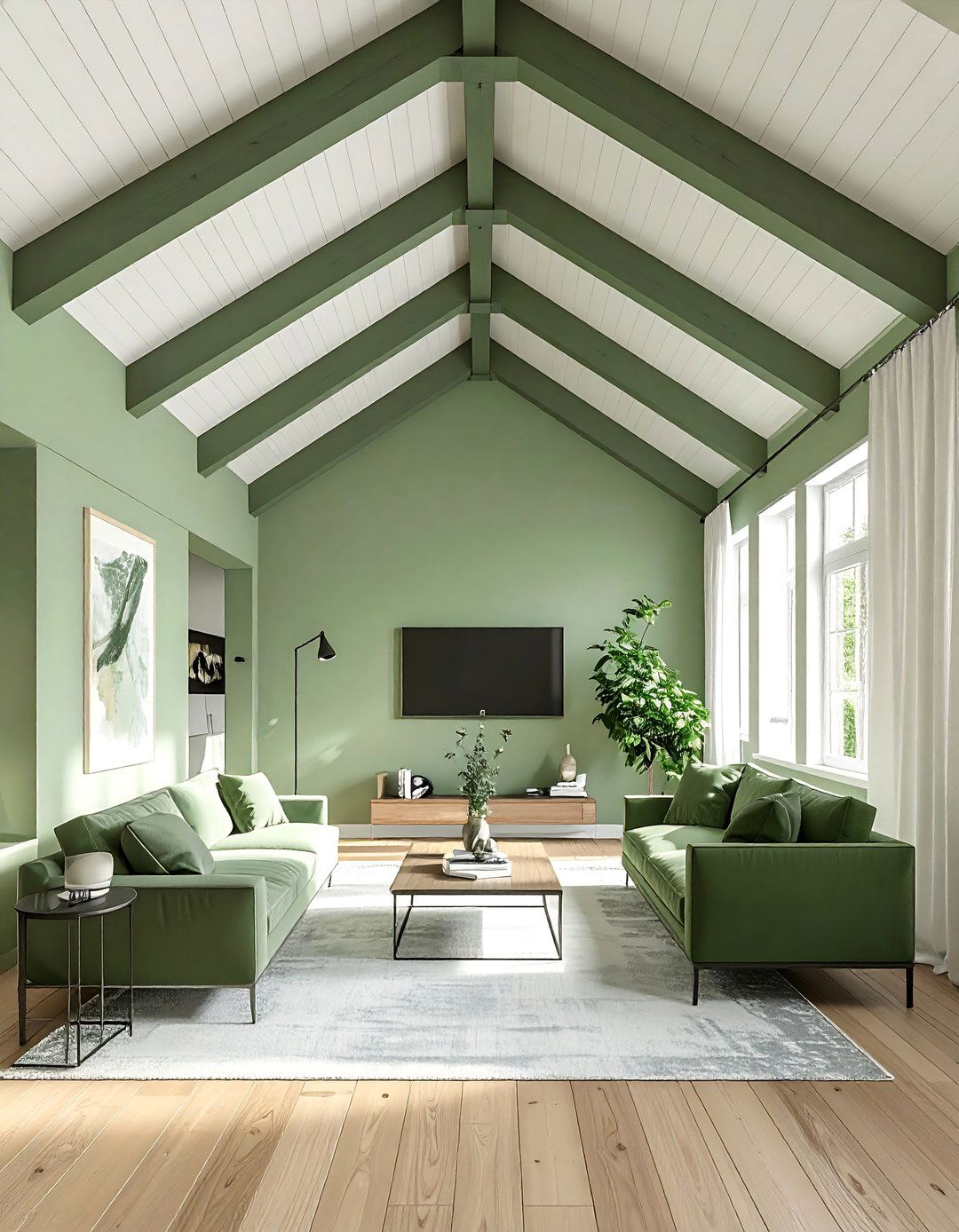 Vaulted Ceiling Beams Painted to Match Walls - 20 Vaulted Ceiling With Beams Ideas for a Dramatic Look