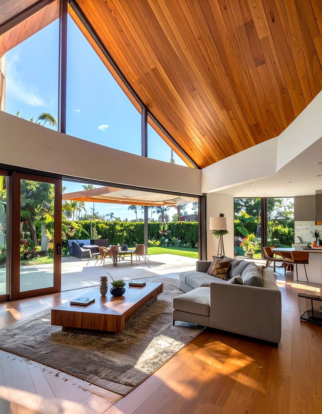 Vaulted Ceiling Extending to an Outdoor Patio - 40 Vaulted Ceiling Ideas for a Spacious Look