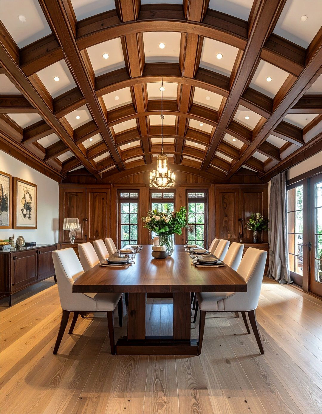 Vaulted Ceiling Featuring Geometric Woodwork - 40 Vaulted Ceiling Ideas for a Spacious Look