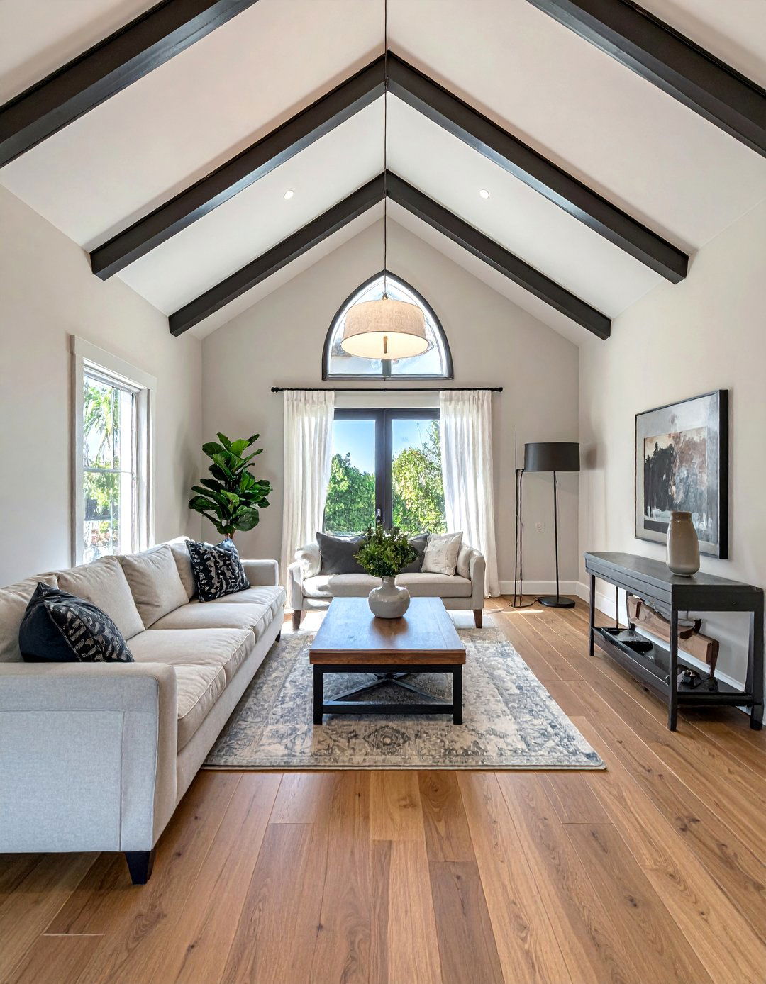 Vaulted Ceiling with Contrasting Trim - 40 Vaulted Ceiling Ideas for a Spacious Look