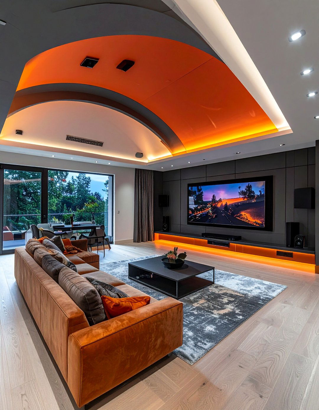 Vaulted Ceiling with Integrated Sound System - 40 Vaulted Ceiling Ideas for a Spacious Look