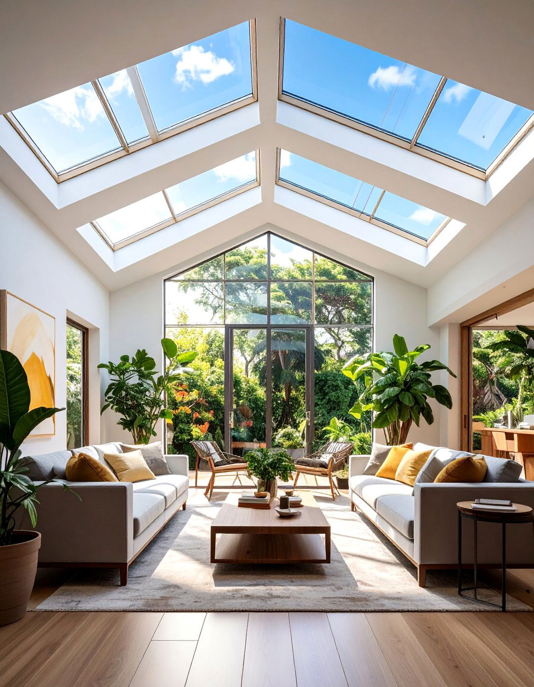 Vaulted Ceiling with Large Skylights - 40 Vaulted Ceiling Ideas for a Spacious Look