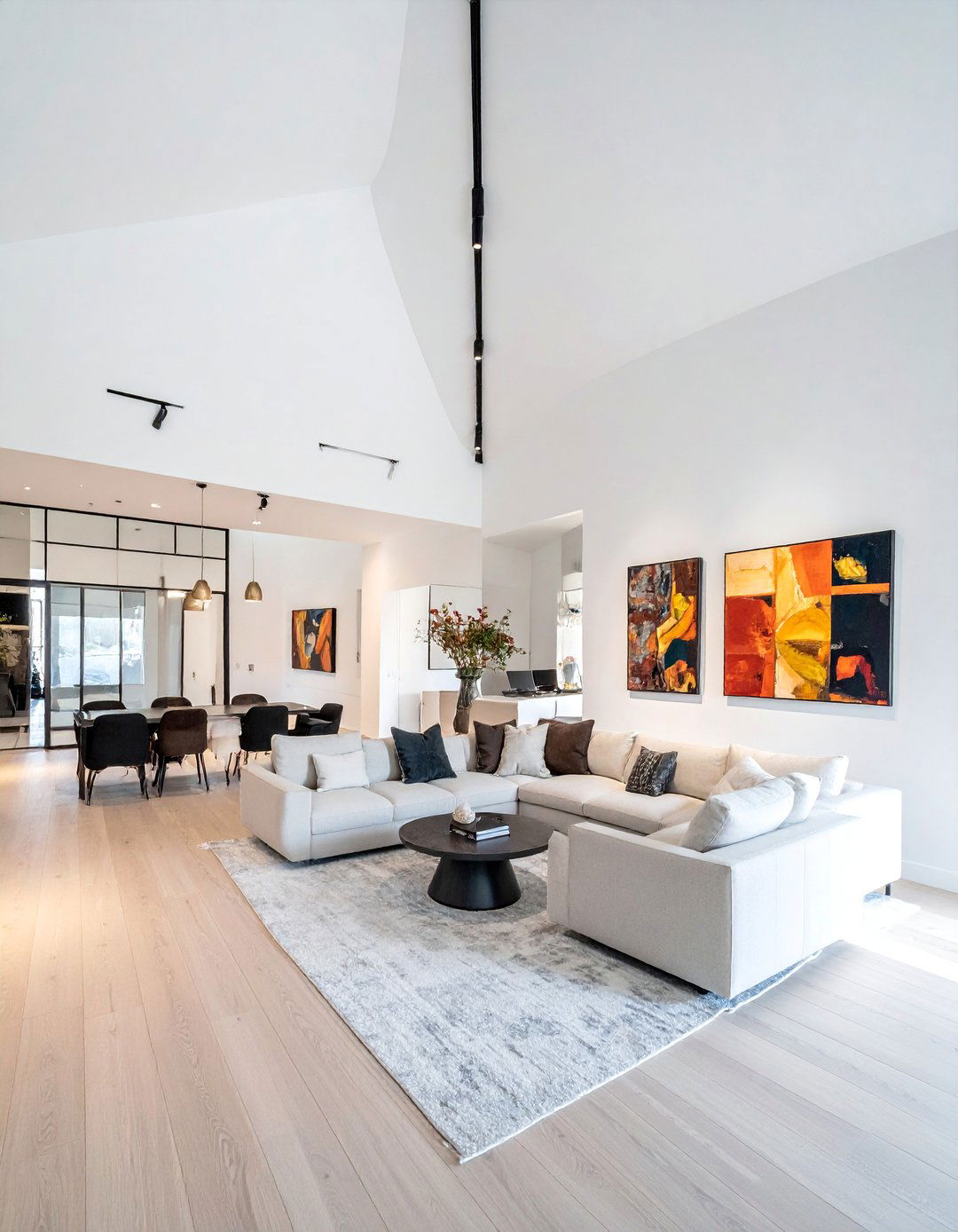 Vaulted Ceiling with Suspended Track Lighting - 40 Vaulted Ceiling Ideas for a Spacious Look