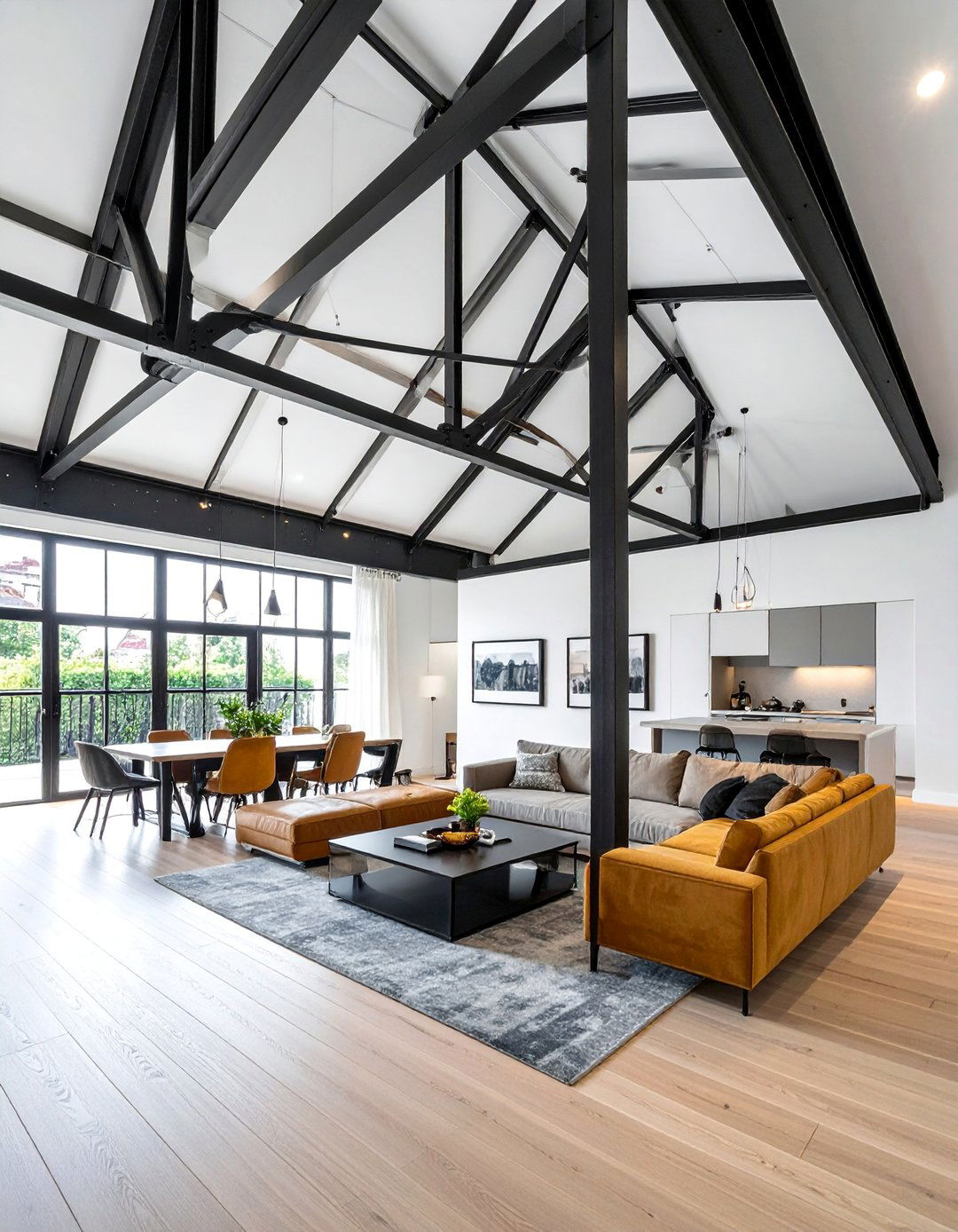 Vaulted Ceiling with a Metal Truss System - 40 Vaulted Ceiling Ideas for a Spacious Look