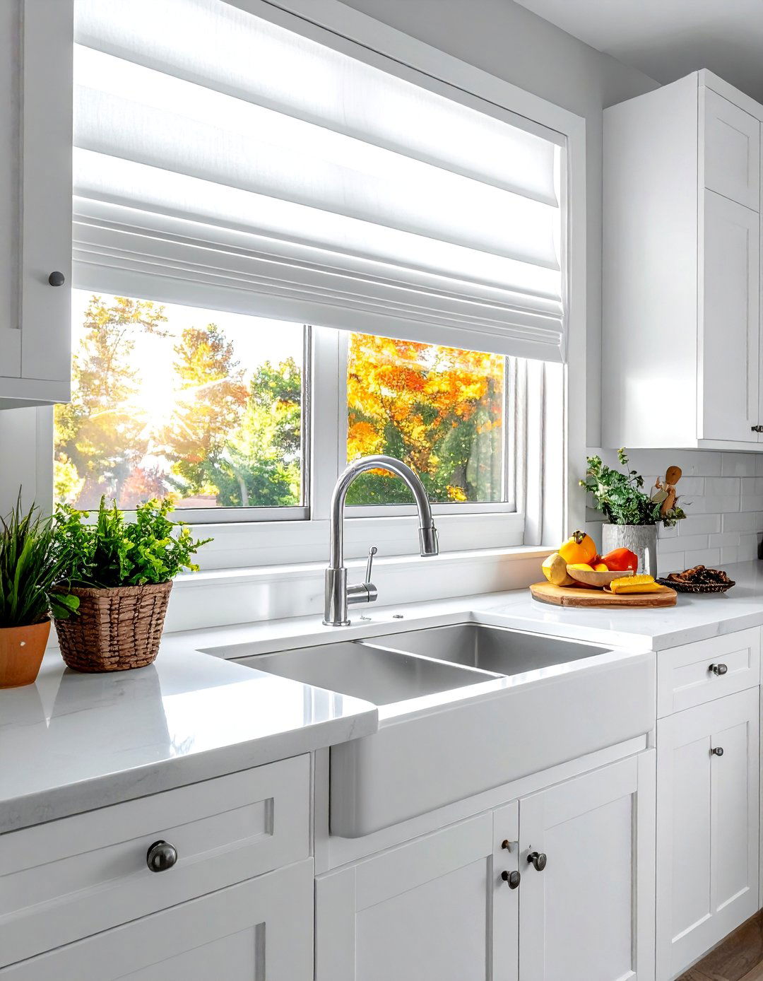 Versatile Pleated Kitchen Window Shades - 15 Kitchen Blinds Ideas to Enhance Your Window Decor