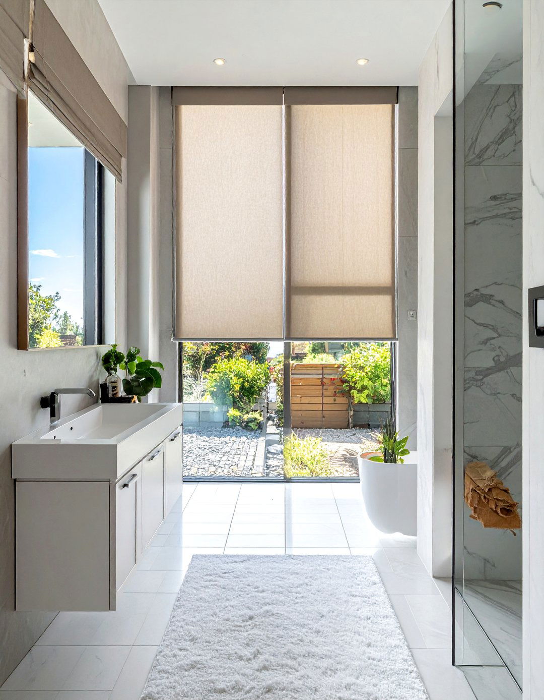 Vertical Blinds - 30 Bathroom Window Treatment Ideas for Privacy