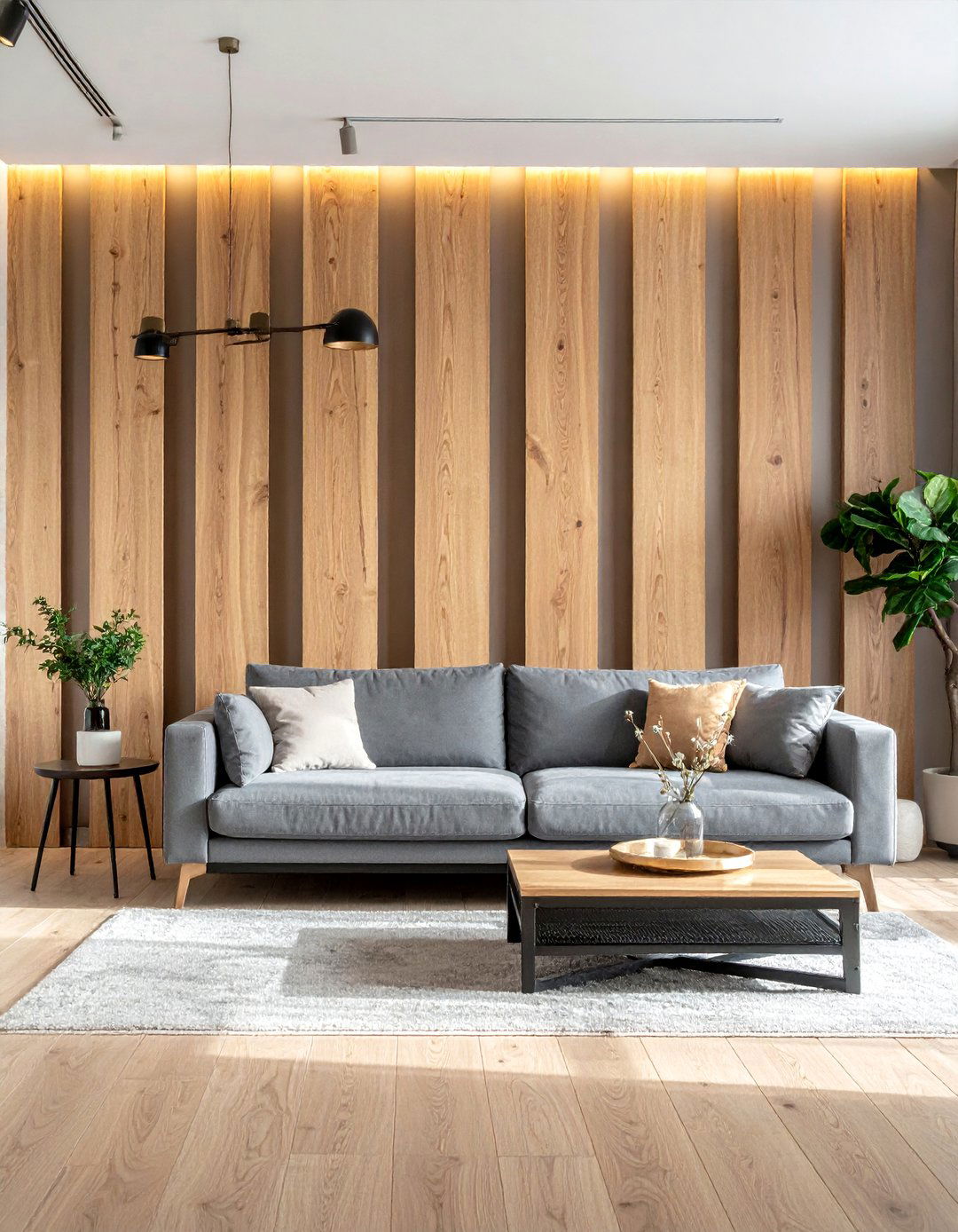 Vertical Oak Wood Slat Accent Wall - 40 Wood Slat Accent Wall Ideas for Your Home