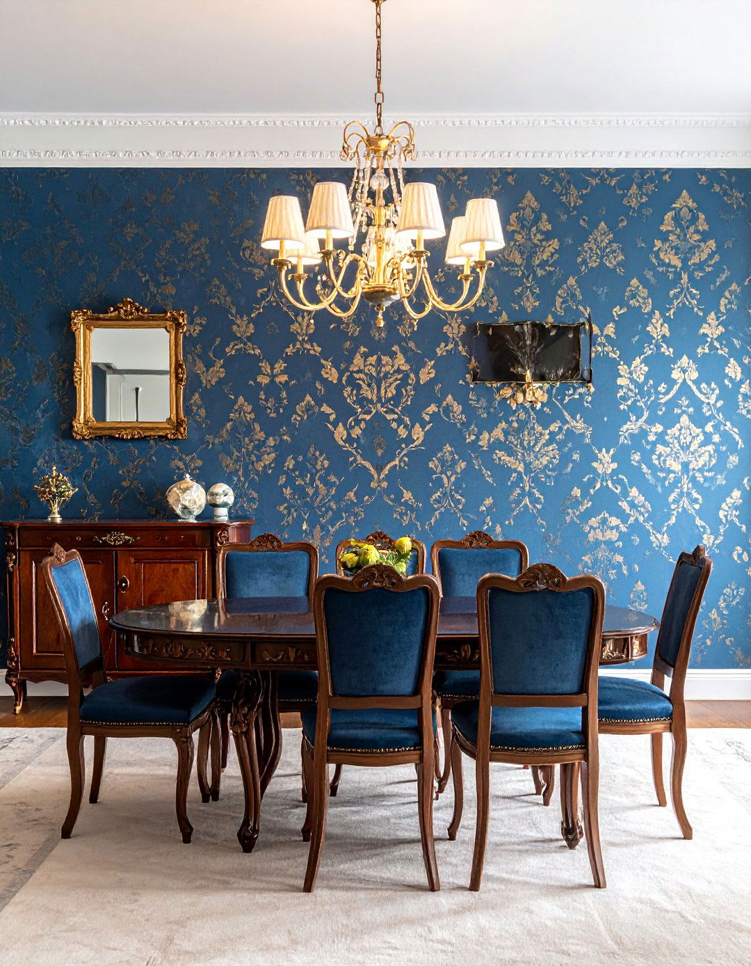 Victorian Interior with Damask and Floral Wallpaper - 25 Victorian House Interior Ideas for Timeless Elegance