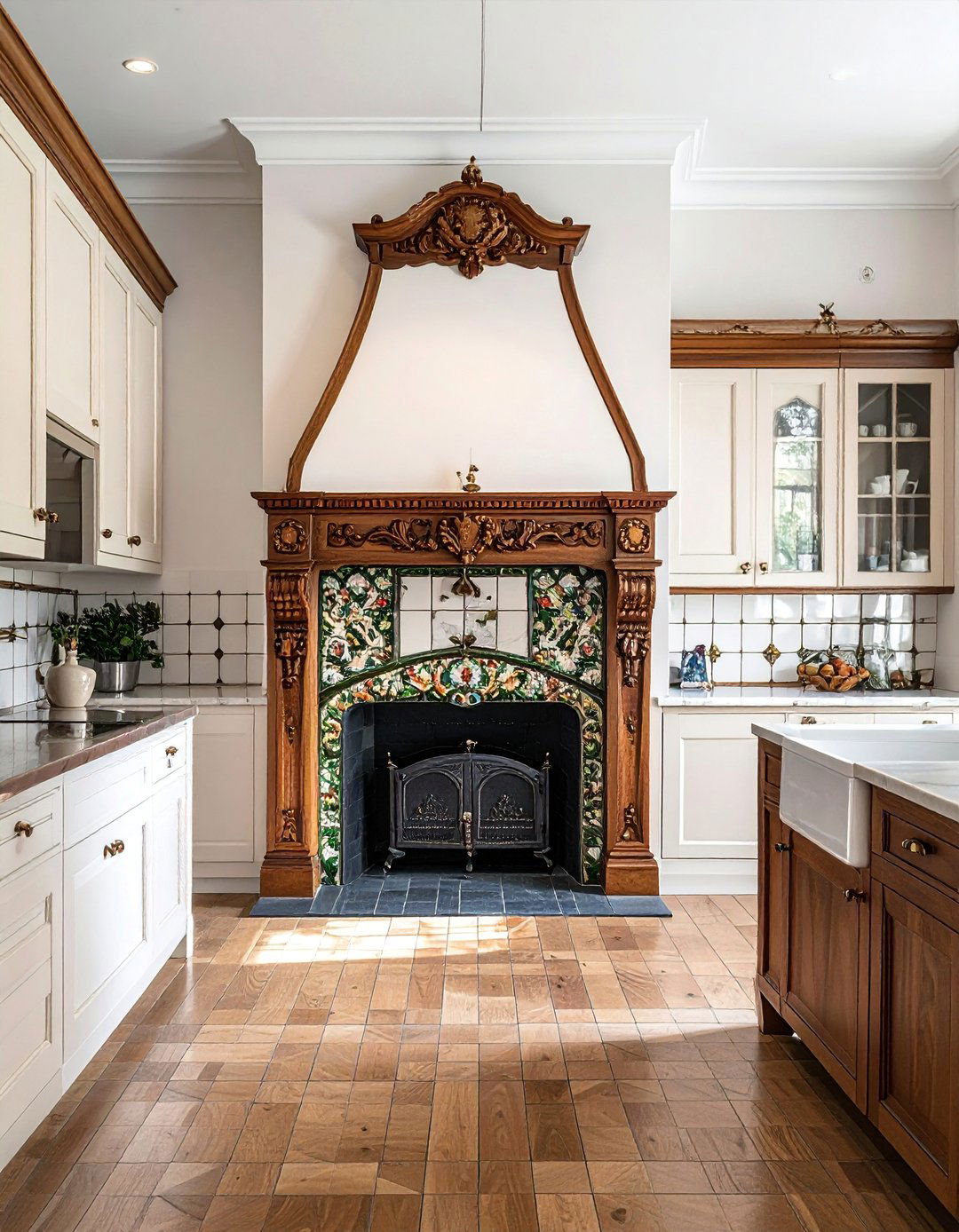 Victorian Kitchen Fireplaces - 25 Kitchens With Fireplaces for Cozy Cooking Spaces