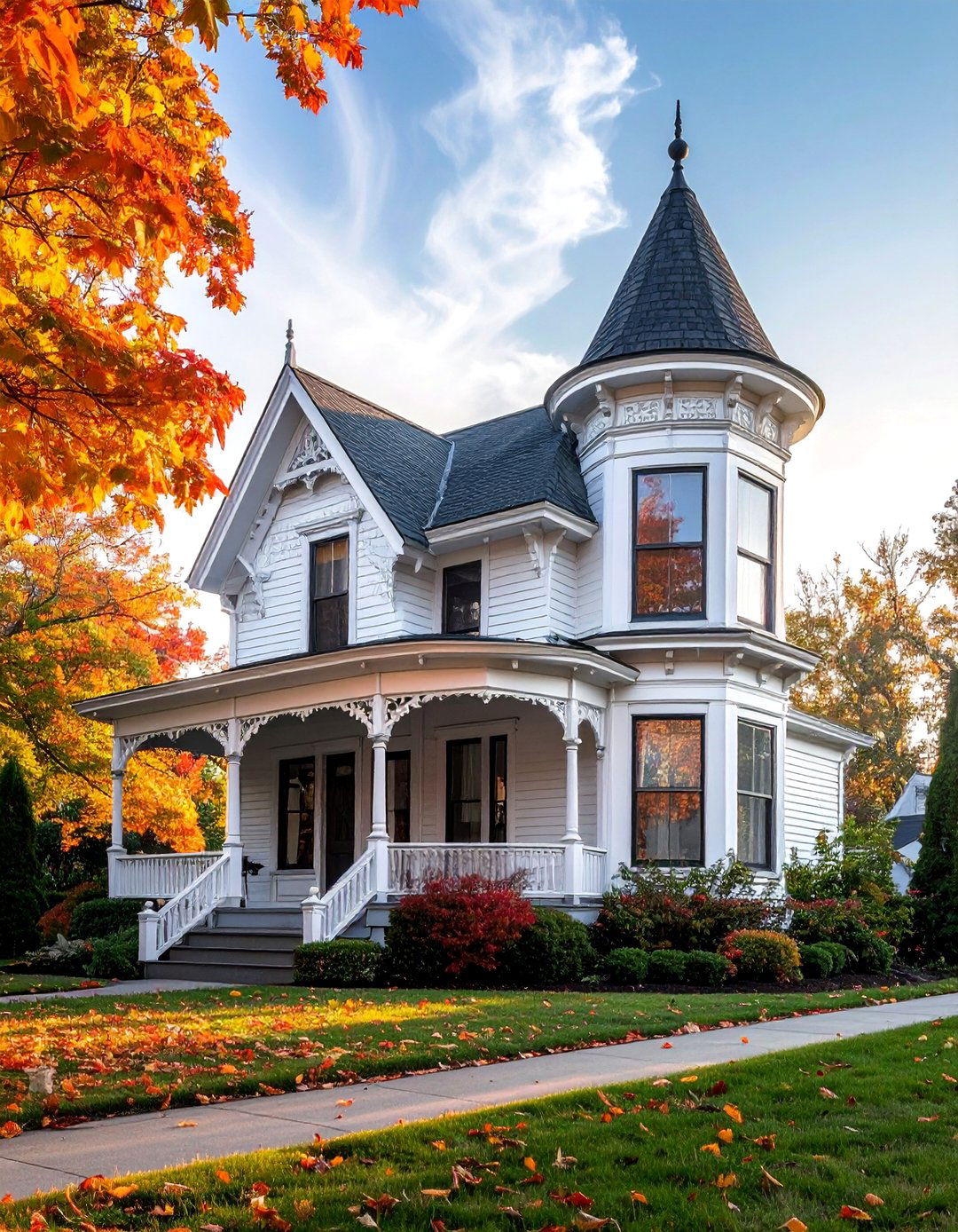 Victorian Style White Siding House - 20 White Siding House Designs for a Clean and Timeless Exterior