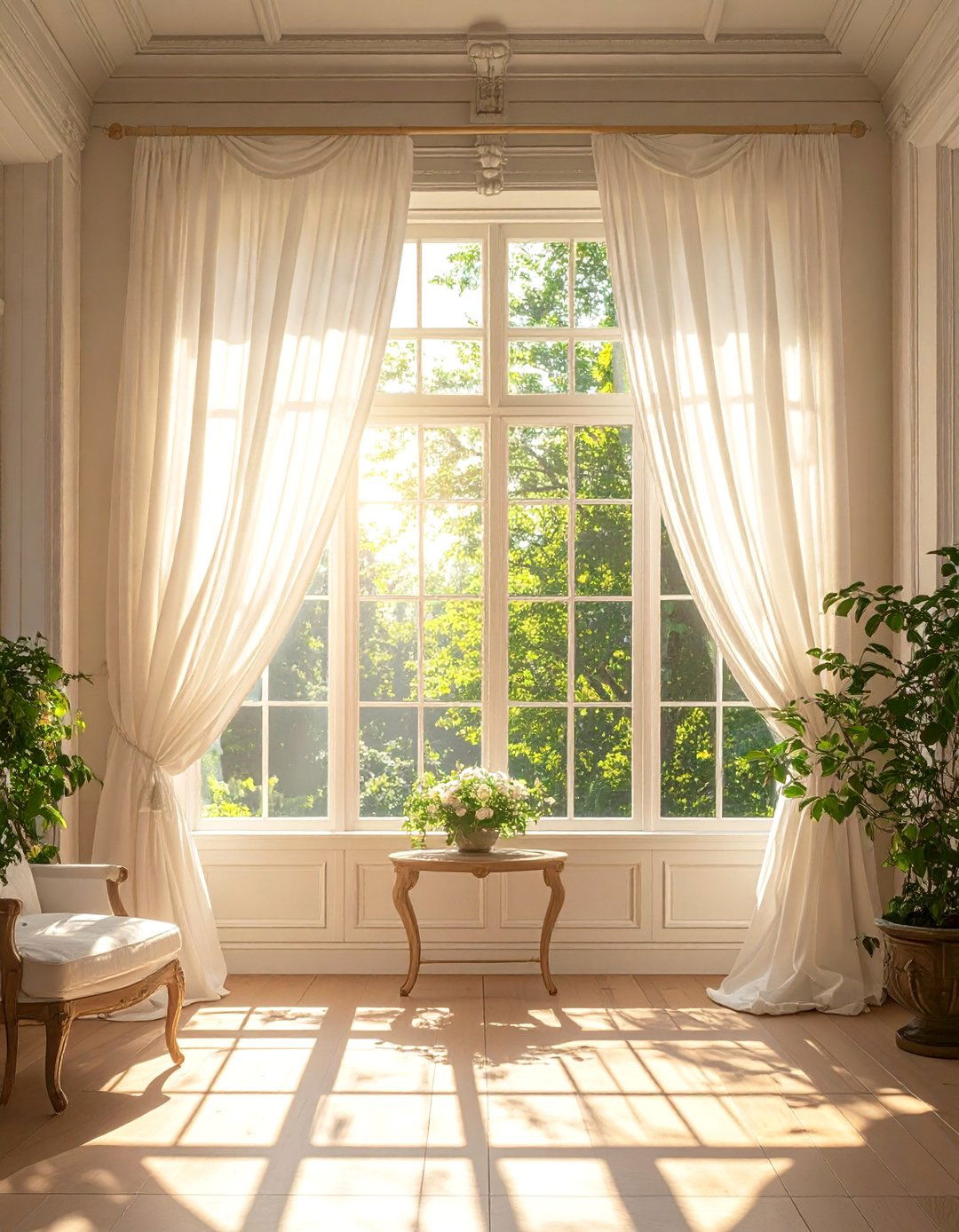 Victorian Sunroom Featuring Elegant Drapery - 25 Victorian Sunroom Ideas for a Classic Retreat