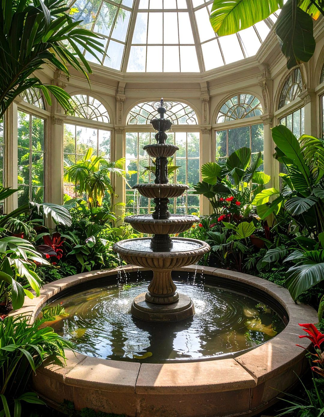 Victorian Sunroom with a Central Water Feature - 25 Victorian Sunroom Ideas for a Classic Retreat