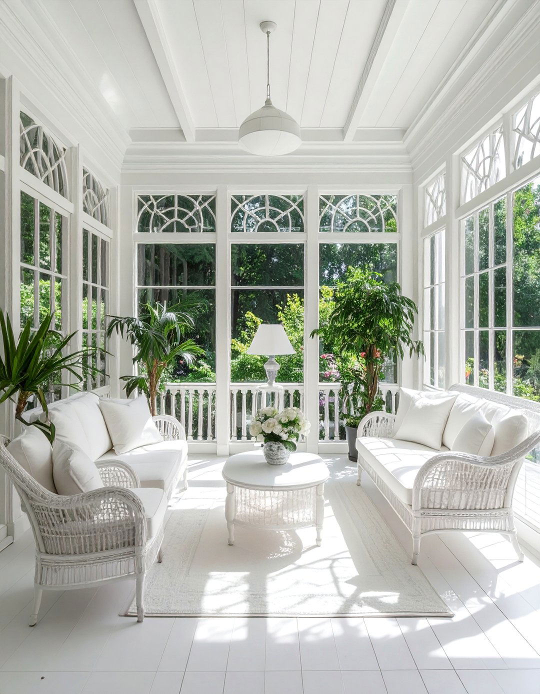 Victorian Sunroom with a White on White Color Scheme - 25 Victorian Sunroom Ideas for a Classic Retreat