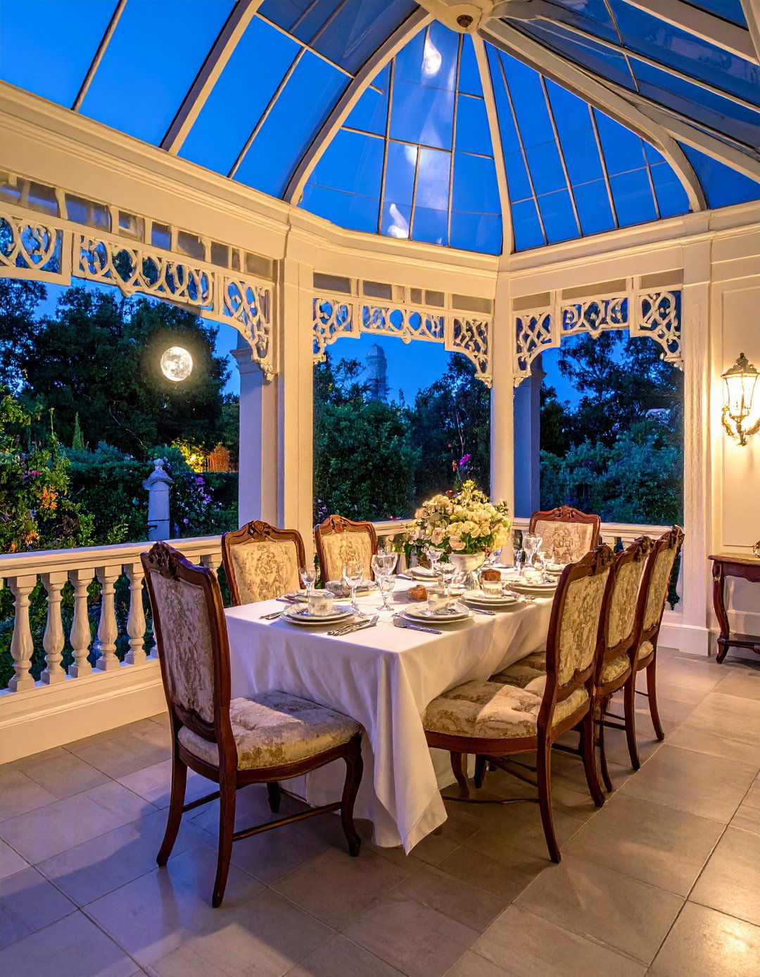 Victorian Sunroom with an Elegant Dining Setup - 25 Victorian Sunroom Ideas for a Classic Retreat