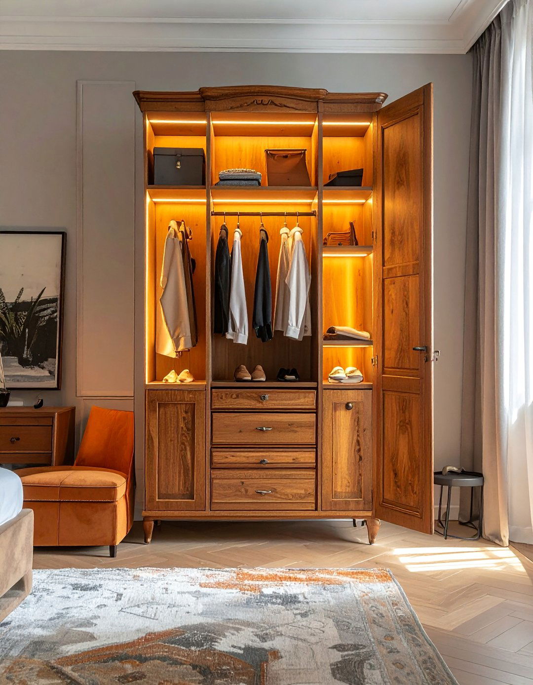 Vintage Armoire Revival - 30 Open Closet Ideas for a Modern Wardrobe