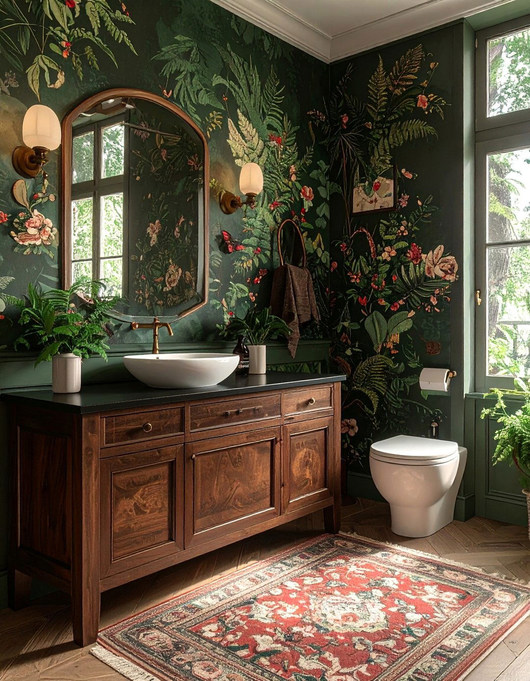Vintage Botanical Bathroom Wallpaper - 30 Bathroom Wallpaper Ideas for a Stylish Update