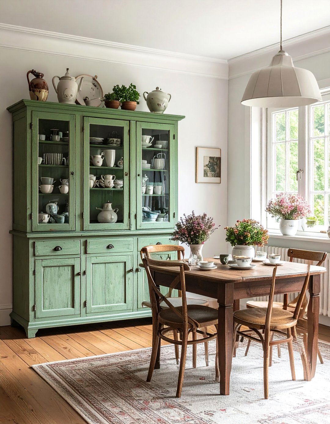 Vintage China Display Cabinet - 30 Cottagecore Dining Room Ideas for a Cozy and Charming Space