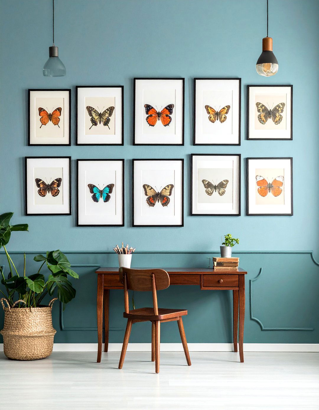 Vintage Framed Butterfly Print Gallery Wall - 15 Butterfly-themed Room Ideas for a Whimsical Space