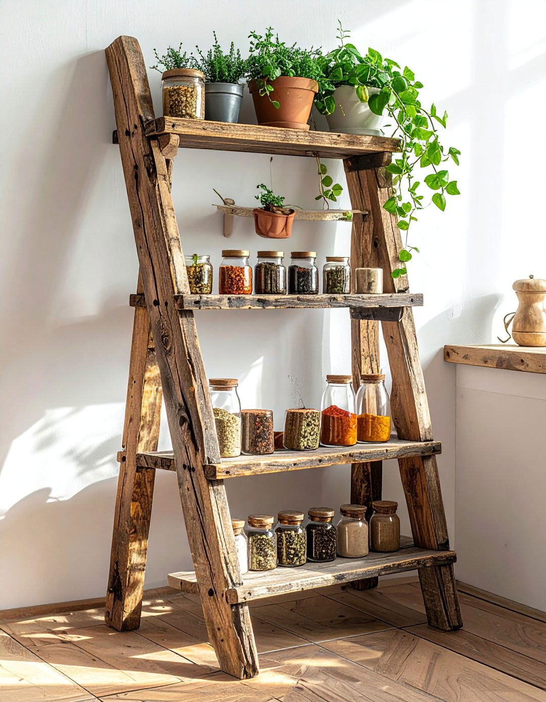 Vintage Ladder Spice Rack - 40 Creative Spice Rack Ideas for Organized Kitchens