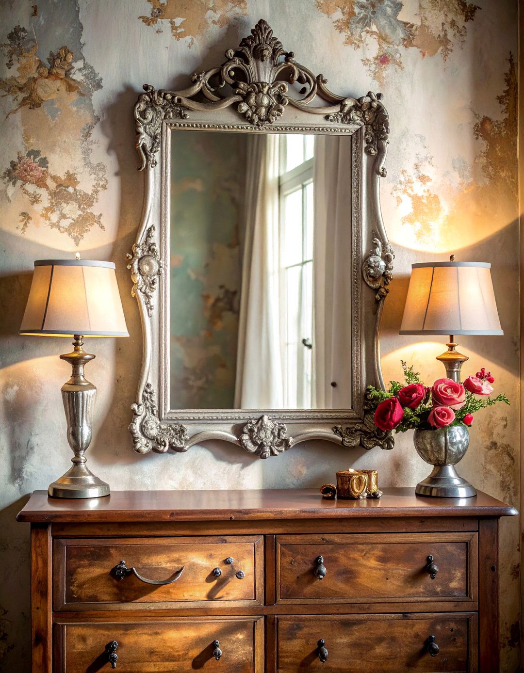 Vintage Mercury Glass Mirror - 20 Mirror Over Dresser Ideas to Elevate Your Bedroom