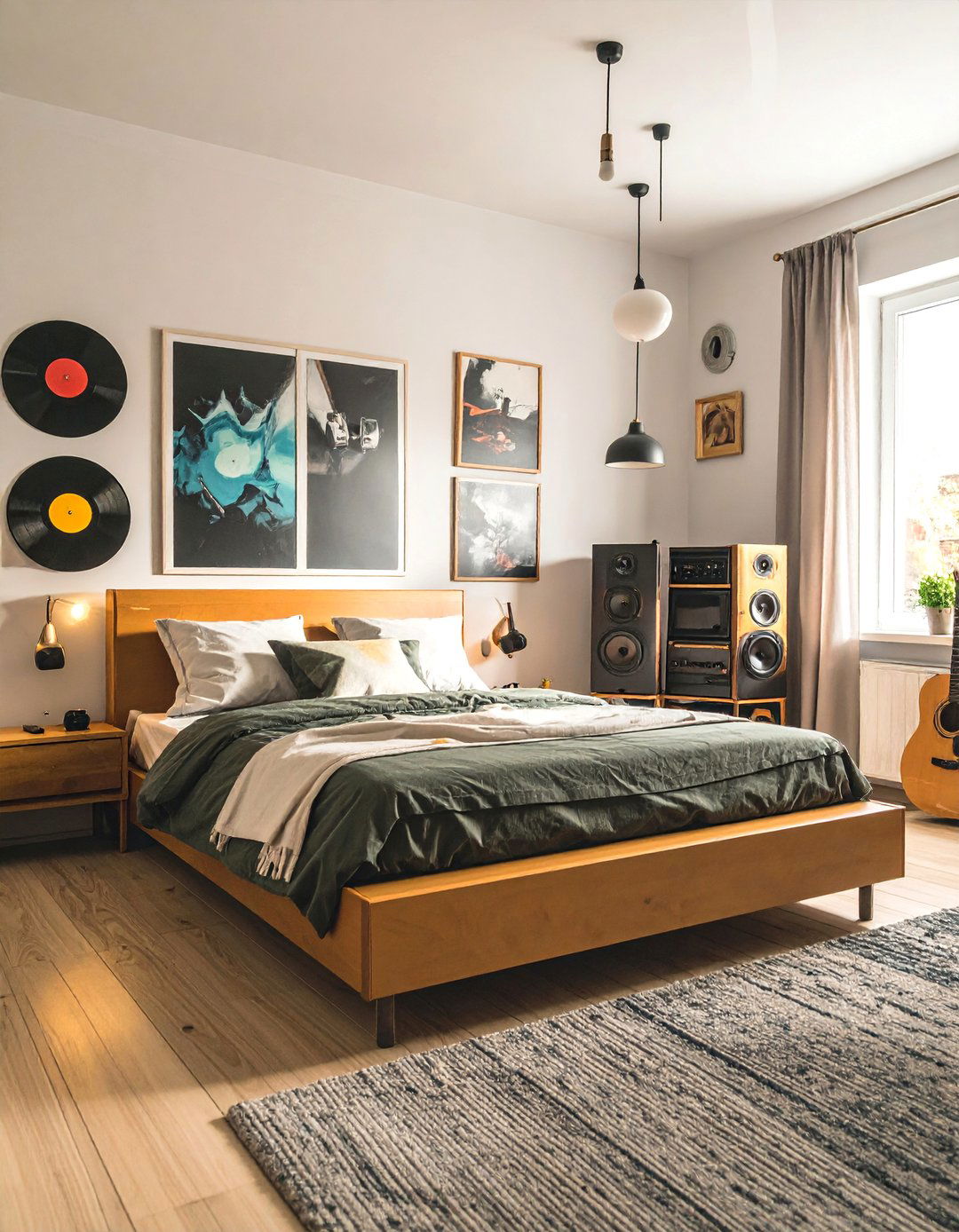 Vintage Record Collection Showcase - 40 Teenage Boy Bedroom Ideas for a Cool and Functional Space