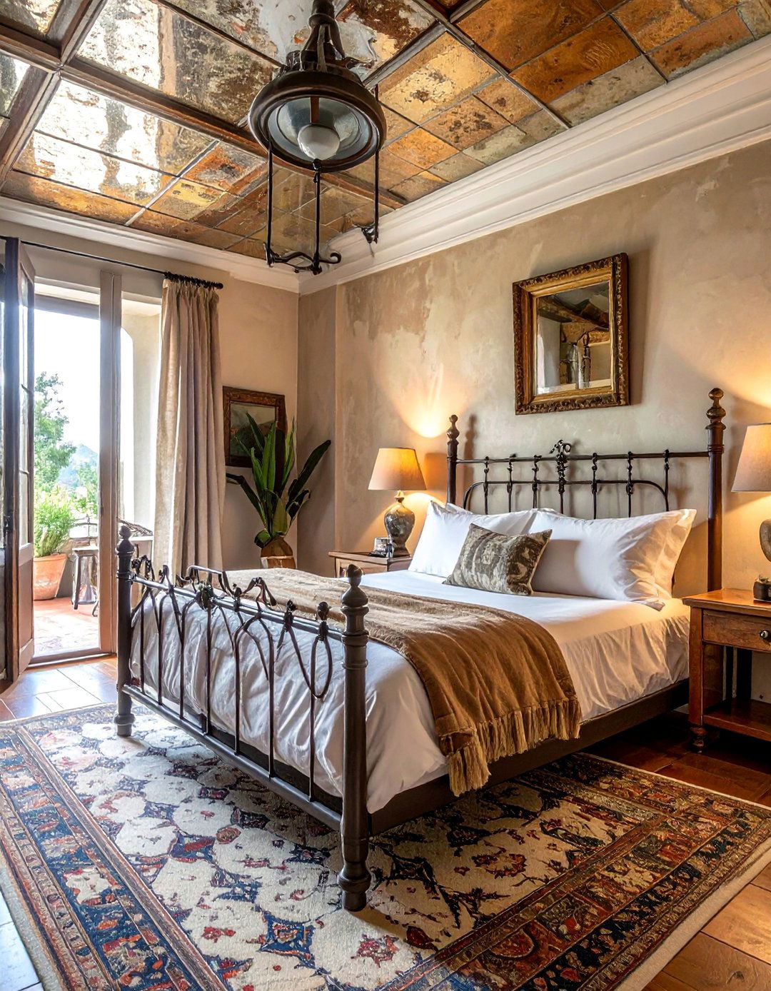 Vintage Rustic Bedroom Mirror Tiles - 20 Mirror on Ceiling Above Bed Ideas for a Luxurious Touch