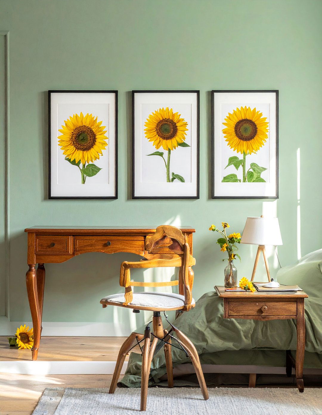Vintage Sunflower Botanical Posters - 15 Sunflower Bedroom Ideas to Brighten Your Space