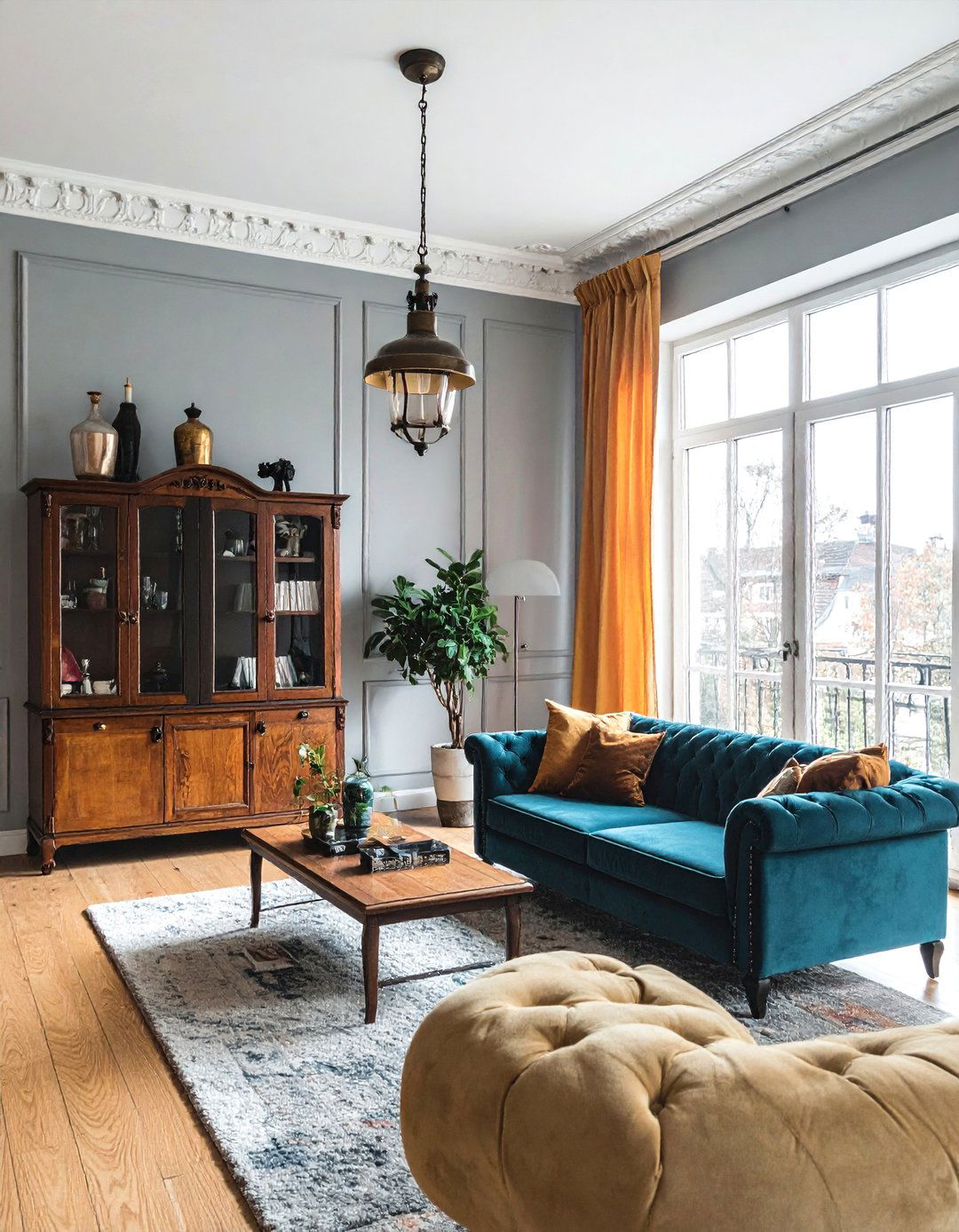 Vintage and Antique Integration - 25 High Ceiling Living Room Ideas to Maximize Your Space