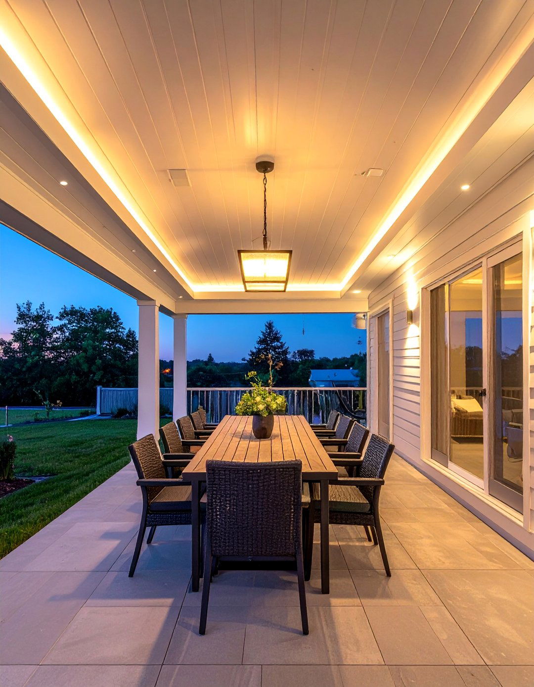 Vinyl Porch Ceiling with Integrated Recessed Lights - 20 Vinyl Porch Ceiling Ideas to Elevate Your Outdoor Space