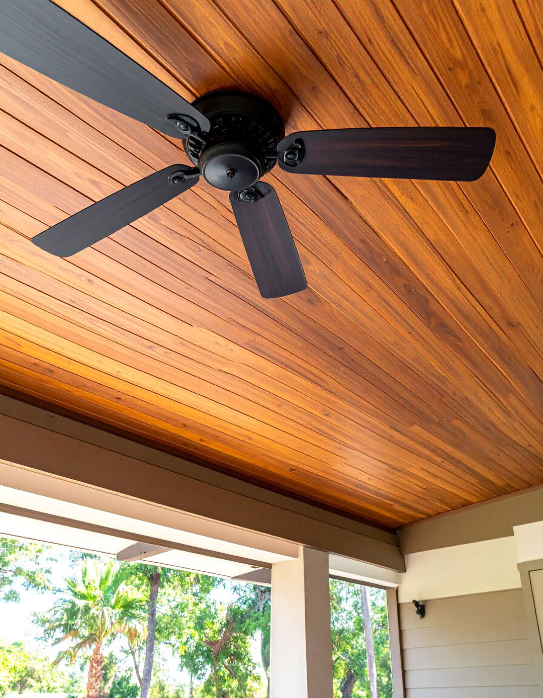 Vinyl Porch Ceiling with a Central Ceiling Fan - 20 Vinyl Porch Ceiling Ideas to Elevate Your Outdoor Space