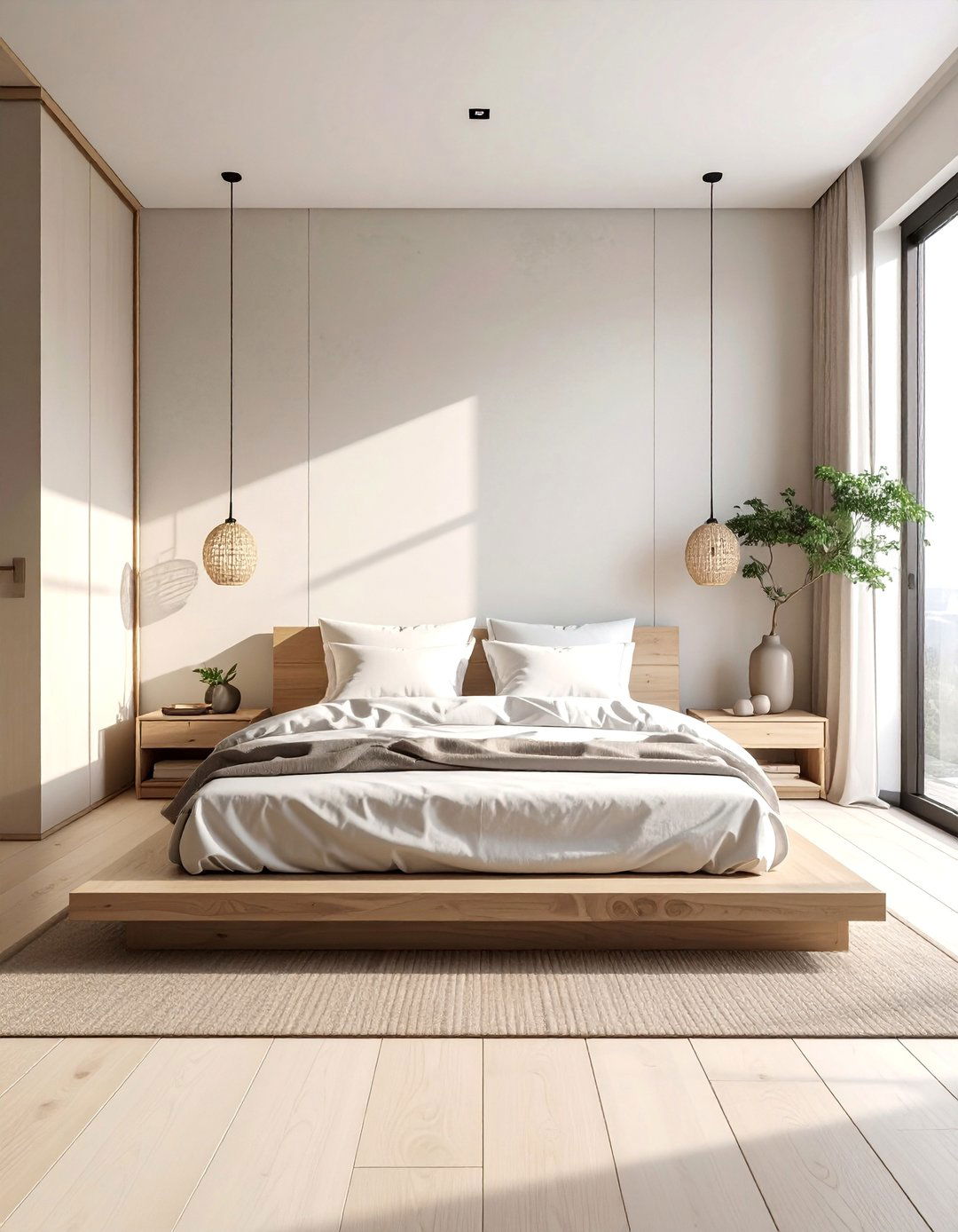 Wabi Sabi Bedroom Emphasizing Negative Space - 20 Wabi Sabi Bedroom Ideas for a Serene Retreat