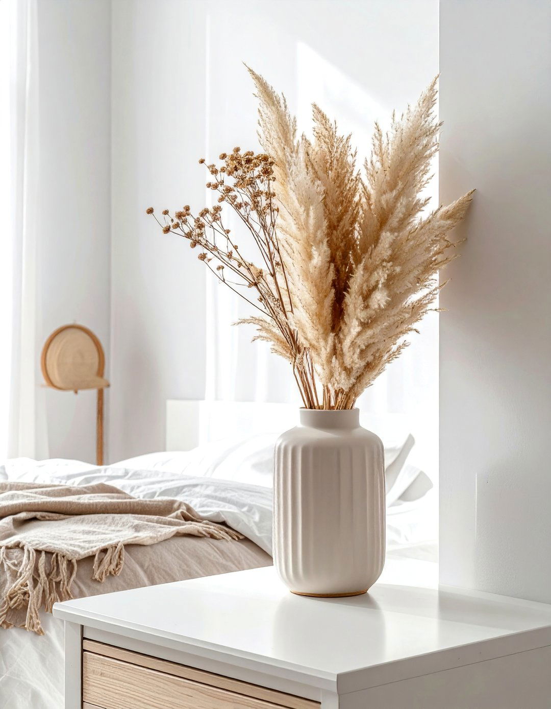 Wabi Sabi Bedroom Featuring Dried Florals and Branches - 20 Wabi Sabi Bedroom Ideas for a Serene Retreat