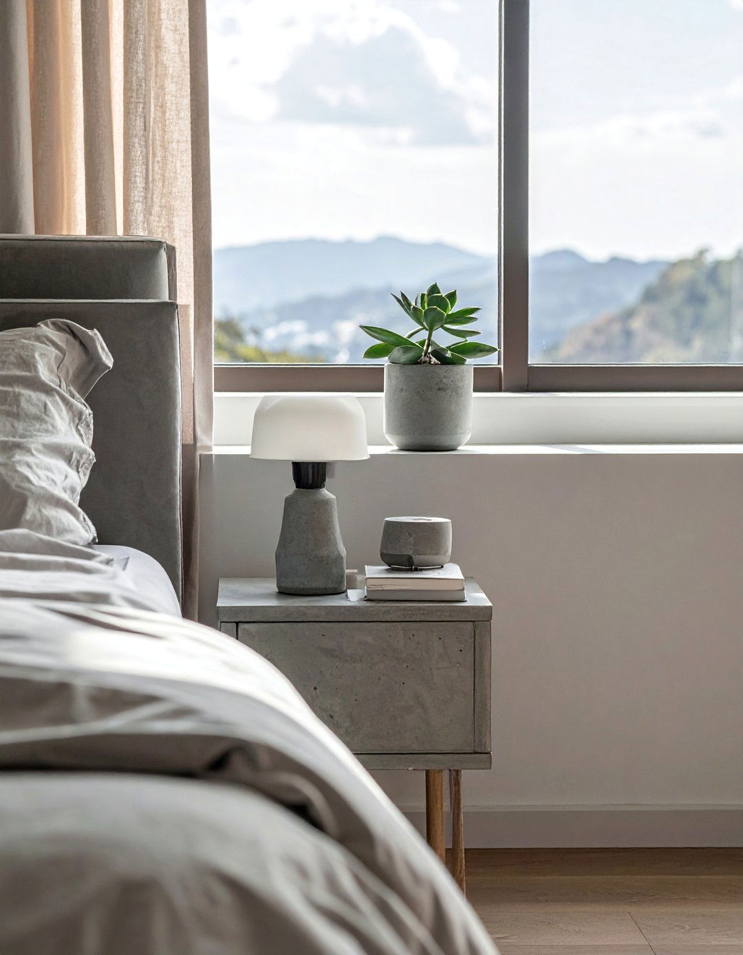 Wabi Sabi Bedroom with Concrete Accents - 20 Wabi Sabi Bedroom Ideas for a Serene Retreat