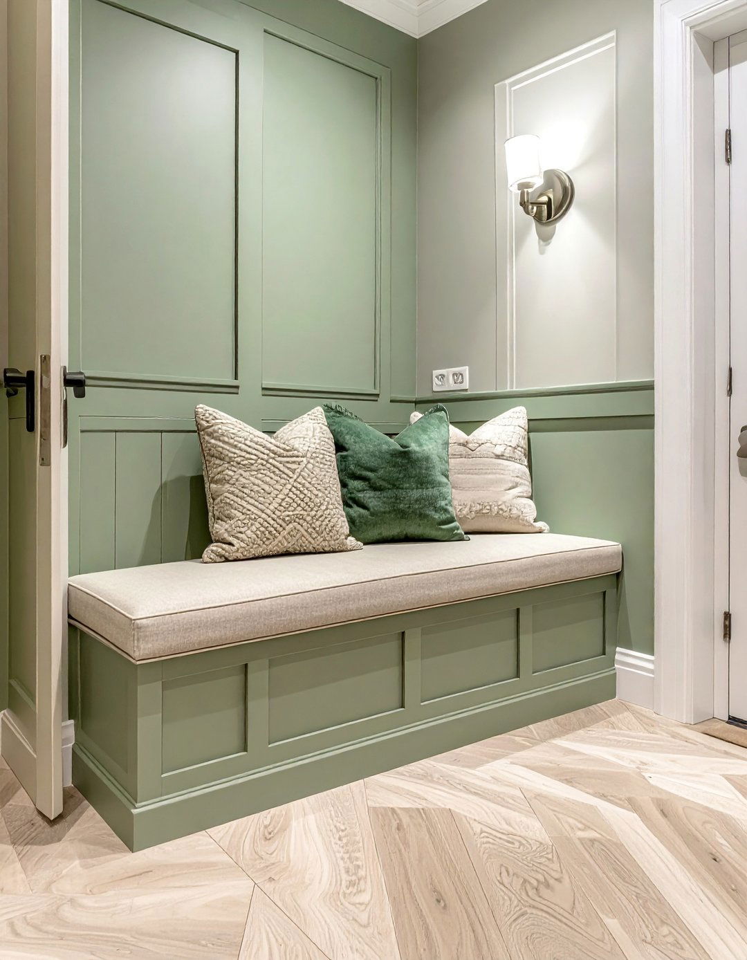 Wainscoting with an Integrated Entryway Bench - 25 Wainscoting Entryway Ideas to Elevate Your Home