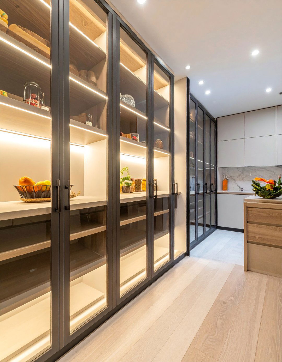 Walk in Pantry Glass Door Storage - 15 Kitchen Cabinets With Glass Doors for a Modern Look