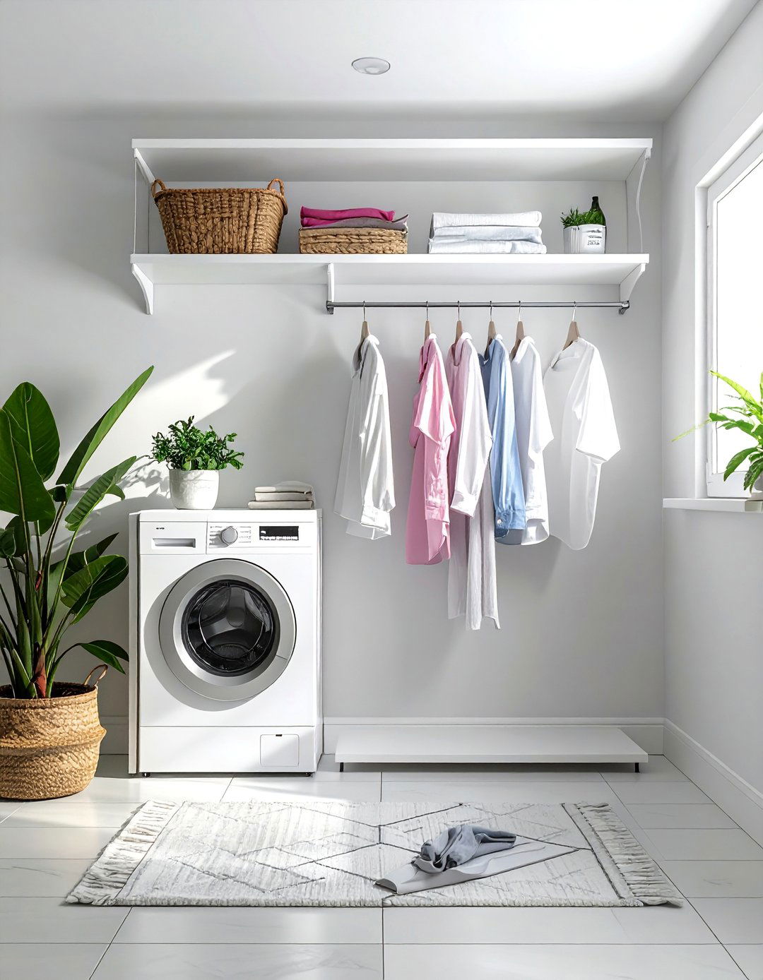 Wall Mounted Drying Station - 15 Smart Small Laundry Room Ideas with Top Load Washer