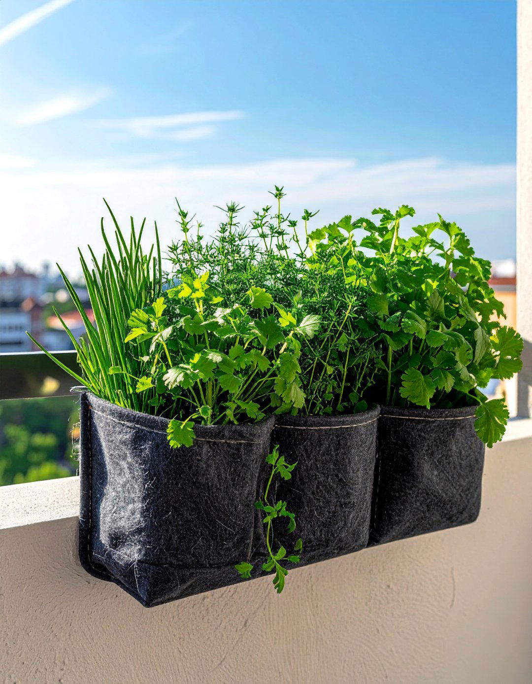 Wall Mounted Fabric Pockets Balcony Herb Garden - 20 Balcony Herb Garden Ideas for Fresh Flavors at Home