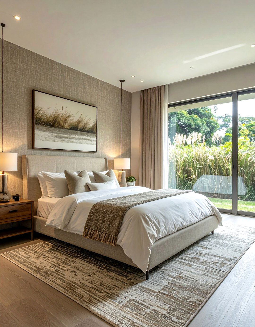 Walls Covered in Grasscloth Wallpaper - 20 Dreamy Bedroom Design Ideas for a Relaxing Space