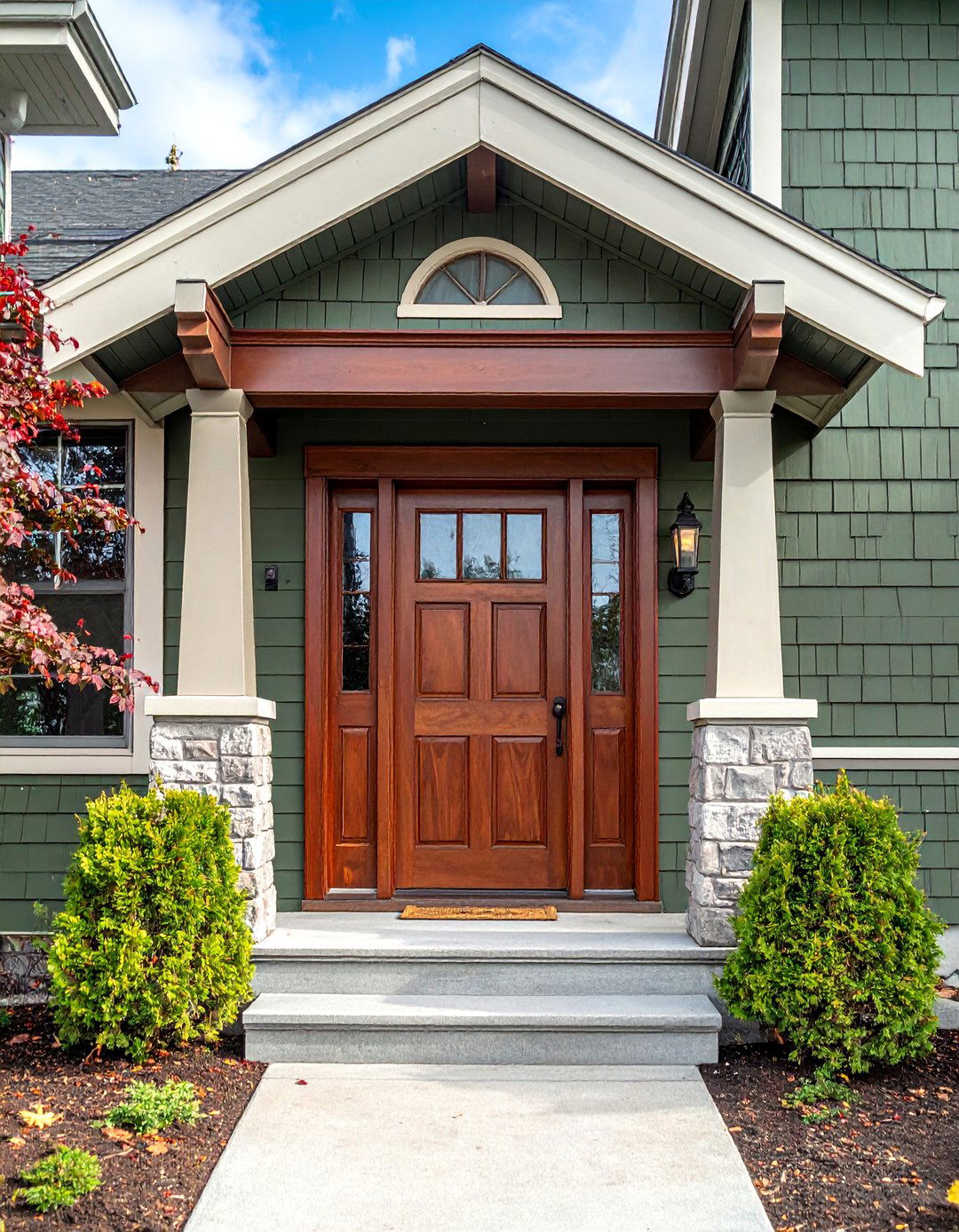 Walnut Brown Craftsman Front Door - 15 Brown Front Door Ideas to Enhance Your Home's Curb Appeal